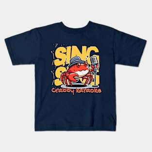 Funny crab Karaoke singer Kids T-Shirt